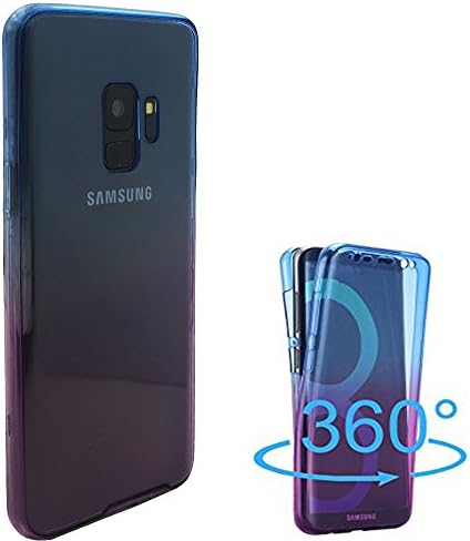 Samsung Galaxy S9 Case,AMASELL 360 Coverage Full Body Protective Shell Shockproof Front and Back Crystal Transparent Soft Silicone Rubber Cover Case Cover for Samsung Galaxy S9,Blue-Purple