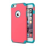 iPhone 6 Plus / 6S Plus Case, MagicSky Anti-Scratch Slim Dual Layer Silicone + PC Hard Case Cover for iPhone 6 Plus / iPhone 6S Plus - Sky Blue/Rose Red