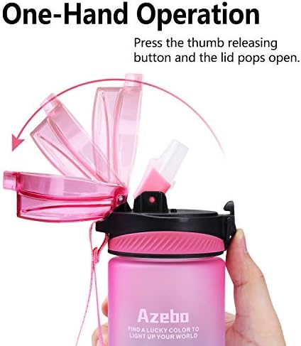 Blue BPA-free water bottle with time markers at $16.99.