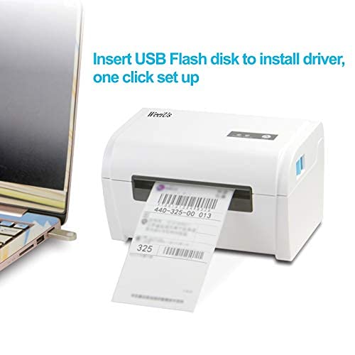 WeeiUs 4X6 Shipping Label Printer, USB and Bluetooth, with Free Paper
