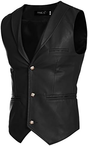 Deer Gary Men's Slim PU Leather Waistcoat Vest