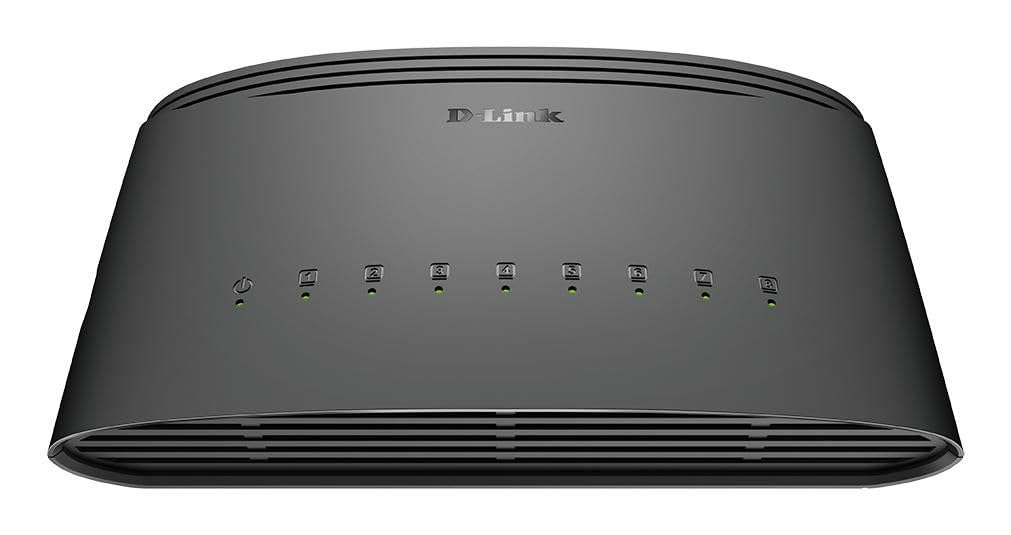 D-Link DGS-1008D 8-Port Gigabit Switch Desktop (10/100/1000 Mbit/s, bis zu 2000 Mbit/s pro Port im Full-Duplex-Modus, lüfterlos)