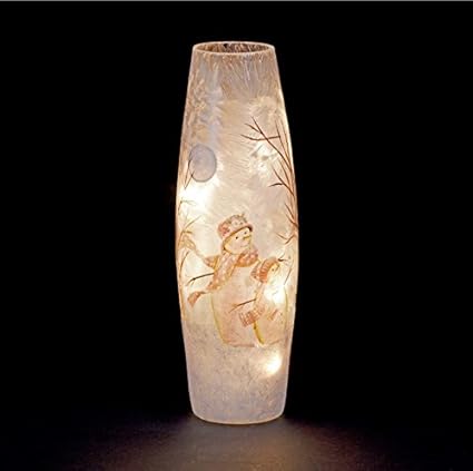 Christmas Decorative Glass Vase Illuminated Led Lights Silver