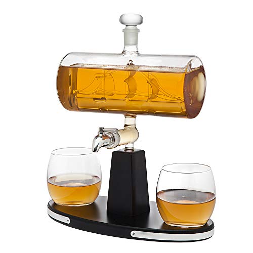 Godinger Whiskey Decanter Dispenser with 2 Whisky Tumbler Glasses - for Liquor, Scotch, Bourbon, Vodka - Image 3