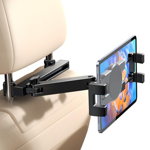 EOIWUY Car Headrest Tablet Holder, [Foldable & Extendable] 360° Rotation Tablet Car Holder, Kids Accessories Compatible with iPad, Galaxy Tab and All Devices 4.7-12.9 Inches