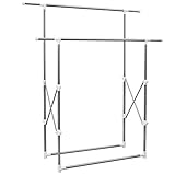 SONGMICS Double Rod Adjustable Garment Rack Collapsible & Portable ULLR501W