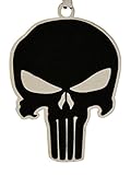 Necklace - Stainless Steel Black Punisher Skull Pendant Necklace - Rickis Black Punisher Skull