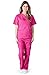 Natural Uniforms Womens Contrast Trim Scallop Scrub Set (Hot Pink) (S)