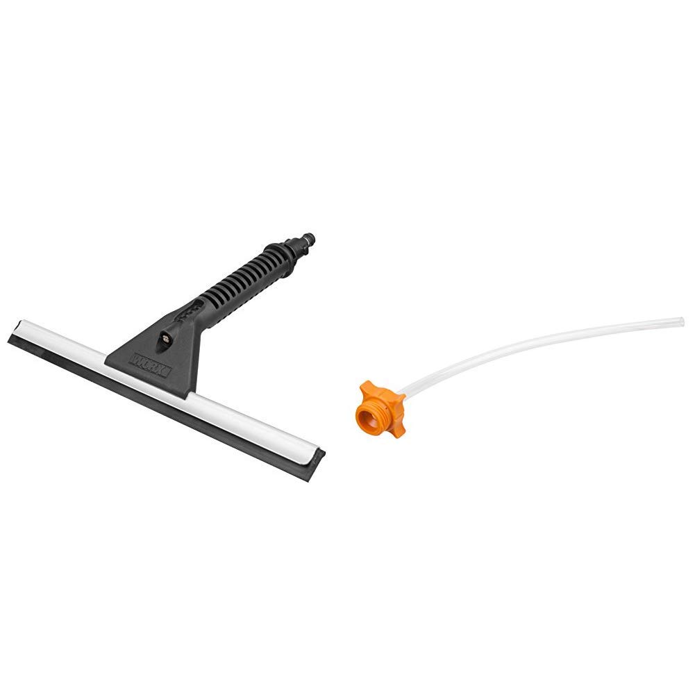 WORX WA4050 Hydro Shot Window Squeegee with Water Sprayer Accessory, Black with WA4038 Hydro Shot Soda Bottle Adaptor Accessory