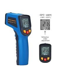 Termómetro infrarrojo láser sin contacto con pistola de temperatura con superficie de selección digital C F de lectura instantánea, amarillo y azul, Azul