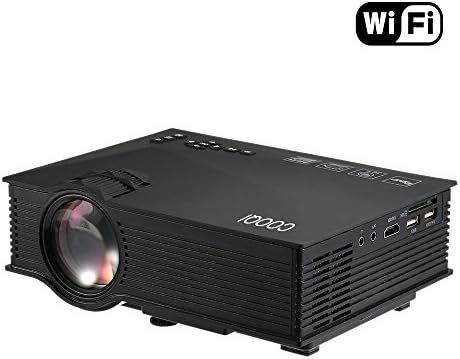 COOQI Mini Projector, UC46 LCD LED Portable Pocket Projector with Audio AV USB VGA HDMI SD Card WiFi for Home theater Beamer Black
