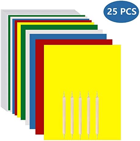 Spnavy 25 Pcs Carbon Transfer Paper and Tracing Paper with Embossing Styluses for Canvas Wood Paper