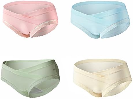 SUITEASY 4 Pack Cotton Maternity Underwear Pregnant Panties Seamless Briefs (Large, 4 Pack Light Pink/Blue/Green/Champagne Gold)