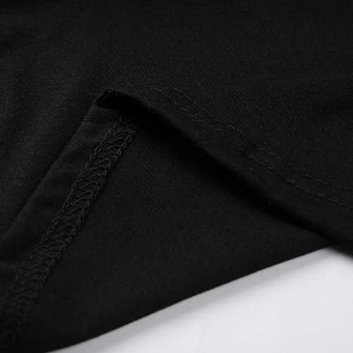 Long Sleeves T Shirt Women Casual Scoop Neck Loose Fit Solid Basic Tee T-Shirt Ladies Side Split Tunic Tops Black - Thumbnail 3