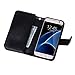 DRUnKQUEEn Galaxy S7 Case, Premium Leather Credit Card Holder Feature Wallet Type Flip Folio Case - Detachable Magnetic Back Cover with Lanyard Wrist Hand Strap for G930 Galaxy S7 - Black