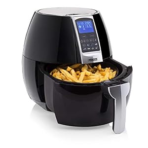 Princess Friggitrice ad Aria Calda XL 182020, 1500 W, 3.2 Litri, Airfryer senza BPA, 8 Programmi di Cottura, Griglia Inclusa, Nero/Argento