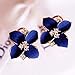 HuntGold 1Pair Flower Earring Fashion Women Ladies Rhinestone Ear Stud Earring(blue)