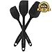 3 Piece Premium Silicone Kitchen Cooking Utensils - Pro Grade 600 Degrees, High Heat-Resistant - Spatulas, Turners, Scrapers, Durable, Flexible, Non-Stick Design by Premium Home Quality (Black)