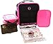 6 Pack Bags Innovator Cube Meal Prep Lunch Bag with 3 BPA-Free, Reusable, Microwavable, Freezer Safe, Portion-Controlled Containers, Lunch Box with Storage Pockets - (Black/Neon Pink)
