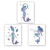 Colorful Mermaid Art Print Set of 3 (10