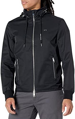 Armani Exchange A|X Drawstring Cicle Logo Zip-up Nylon Jacket, L
