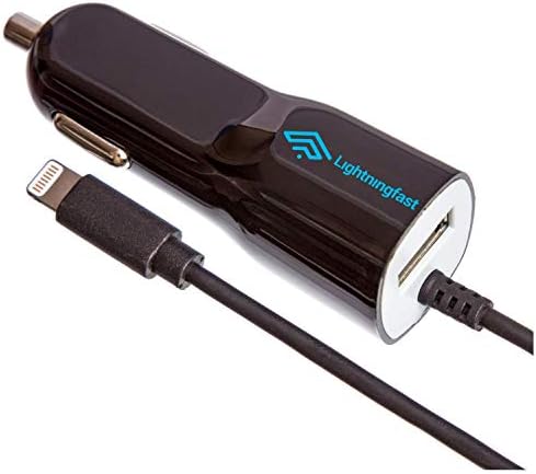 Apple Certified Lightning Car Charger – 3.1a Rapid Power – for iPhone 12 Pro Max Mini 11 XS X XR XS SE 8 Plus 7 6S 6 5S 5 5C – Cable & USB Slot for 2 Devices – Keeps You Connected
