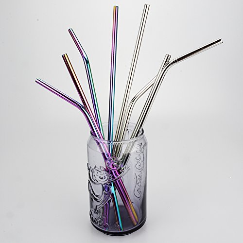 KISSWILL Stainless Steel Straws Set of 8 for 30oz 20oz Tumblers Cups Mugs, Metal Drinking Straws with Cleaning Brush for 30 20 ounce Yeti Ozark Trail Rambler Rtic.