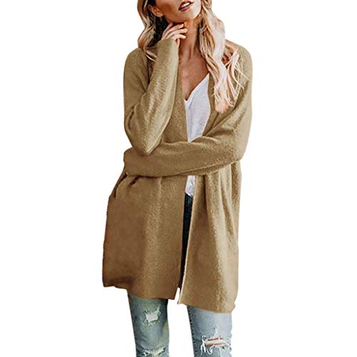 TOOPOOT Women’s Coat  Ladies Solid Jacket Long Sleeve Plush Coat Parka Outerwear Khaki