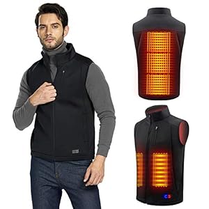 Bibury Chauffé Gilet Veste, Gilet Chauffant Pour Hommes Femme, Gilet Chauffant électrique Chauffé Température Réglable Chargement Usb Chauffage Du Dos Et Du Cou Pour Motos Pêche Ski Camping En Hiver