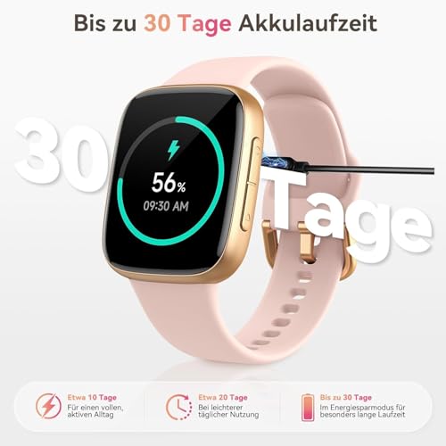 Smartwatch Women Men, 1.85 Inch AMOLED Touch Screen, Fitness Tracker with Bluetooth Calls & AI, Heart Rate, SpO2, Sleep & Women's Cycle Tracking, 100+ Sports Modes, 3ATM Waterproof for iOS & Android