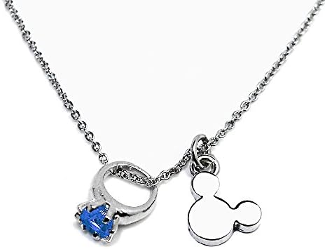Disney Necklace, Birthstone, Wrapped, Accessory, Swarovski Necklace, Birthday, 24k Gold Processed, Women’s Jewelry, Accessories, Disney Goods, Light Blue, Birthstone Necklace