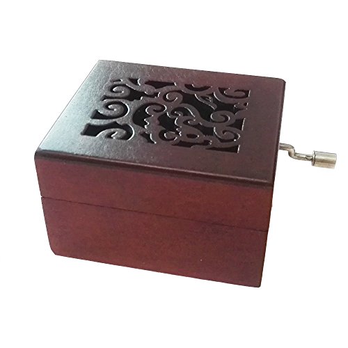 FnLy18 Note Antique Engraved Hand Crank Wooden Musical Box with Silver-Plating Movement in,Music Gift Box,Ode to Joy Music Box