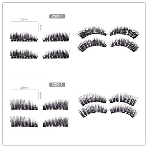 BONNIE CHOICE 8 Pcs One Two Lash Magnetic False Eyelashes 3 Magnets Eye Lashes with Applicator (2 Pairs + Applicator)