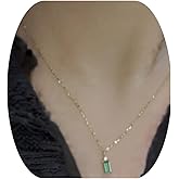 100% S925 Sterling Silver Emerald Luxury Pendant Necklace 14K Gold Plated Green Cubic Zirconia Necklace