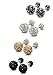 Jstyle 4 Pairs Stainless Steel Cubic Zirconia Stud Earrings for Women Pierced Double Sided Crystal Ball