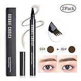 BONNIE CHOICE 2 Pack Eyebrow Tattoo Pen, Waterproof Microblading Eyebrow Tattoo Pencil with a Micro Fork Tip Applicator Stays on All Day Natural Look (Brown & Dark Brown)