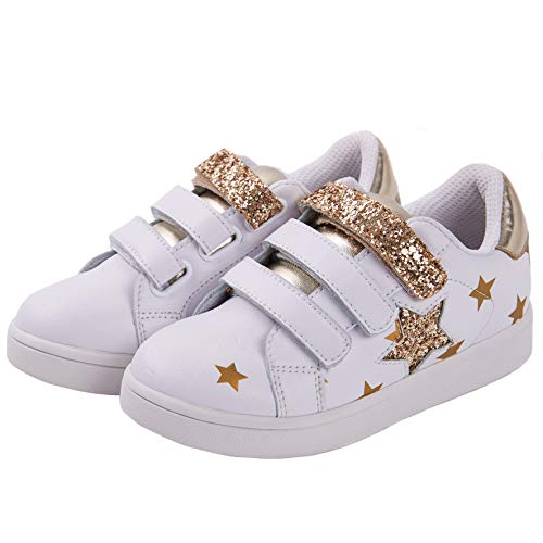 Deesha Little Girl's Glitter Sneaker Start Child Golden Light Shoes (1M, Golden)