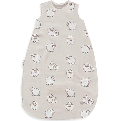 Woolino Merino Wool and Organic Cotton Baby Sleeping Bag - 4 Season Classic Sleep Sack - Two-Way Zipper Sleeping Bag for Baby and Toddler - 0-6 Months - Sheep