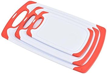 yanhongy 3PCS suit non-slip green plastic cutting board kitchen can be suspended easy to clean anti-skid feet set and drip sink (red)
