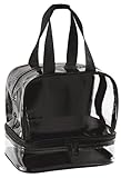 Clear Small Lunch Bag with Zipper Compartment - Black Trim