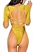 Viottis Women's Mesh Spicy Bandage Push Up Strap 2pcs Swimsuit Bathing Suit (S(US 0-2), Yellow)