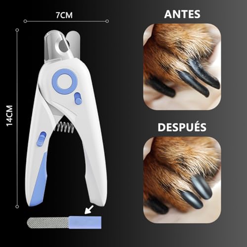 MXHIGO 2 en 1 Cortauñas para Perros y Gatos con Luz LED y Lima de Uñas, Ilumina las Uñas o la Línea de Sangre para Recortadores Seguros, Evitar Cortes Excesivos, Corte Rápido, Fácil de Recortar