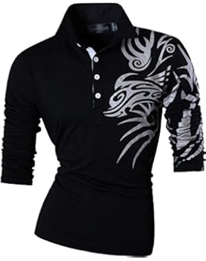 Men's Slim Fit Long Sleeve Casual POLO Tees Shirts Tops T-Shirts Tshirts U005