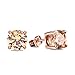 OREOLLE 18K Rose Gold Plated Tone Champagne Round Clear Cut Cubic Zirconia Stud Earrings