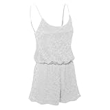 Women's Scoop Neck Sleeveless Strap Floral Lace Short Casual Playsuit Romper