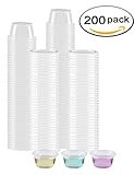 Springpack Slime Containers 2oz - sets of 200 - Plastic Cups with Plastic Lids Portion Cups