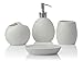 Comfify Designer 4-Piece Ceramic Bath Accessory Set | Includes Liquid Soap or Lotion Dispenser w/Premium Metal Pump, Toothbrush Holder, Tumbler, Soap Dish | Zen Garden | Alpine White