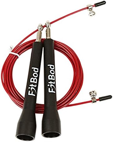 Fit Bod High Speed Skipping Rope – Free Storage Pouch – Ultimate Full Body Workout Training for Crossfit, Boxing, HIIT, MRT, MMA, Circuit Training, Cardio