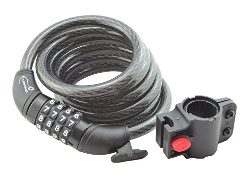 Lumintrail Combination Bike and Scooter Lock Cable - 6ft Bike Locks Heavy Duty Anti Theft with Combinations - Bike Cable Lock Combination with Lock Holder (1 Pack, Black)