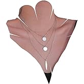 Allereyae Vintage Layered Coin Disc Necklace Long Bar Pendant Necklace Double Coin Choker Necklace Silver Geometric Vertical Bar Necklace Jewelry for Women